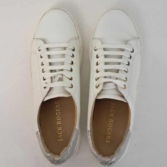 Elegant White and Silver Women's Sneakers - Picture 4 of 15